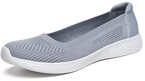 Puxowe Zapatos Tejer Mujer Comoda Casual Mesh Ligero Antideslizante Zapatillas Sneakers Classic Slip On Andar Bambas Mocasines 37 EU Light Gray