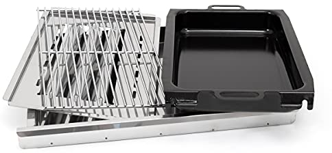 LAG Set aus kleinem Grillrost und Flammenabdeckung, Kleiner emaillierter Pfanne, Fettauffangwanne/Hitzeschutz für 3-flammige Gas-Grills/Bräter GSGTEMHS