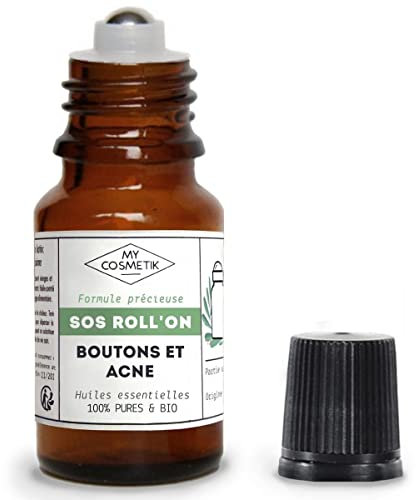 MY COSMETIK - Roll-on: SOS Pickel und Akne - Einfache Anwendung - Konzentriert die wirksamsten ätherischen Öle und Pflanzenöle - 100% rein und BIO - 10 ml