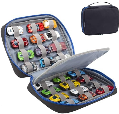 KISLANE 24 Toy Cars Storage Case for Hot Wheels, Matchbox Cars, Mini Toys - Black