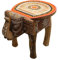 Gall&Zick Elefanten Hocker Beistelltisch Blumenbank Dekotisch Pflanzenständer Mangoholz Handbemalt Orientalisch Indisch Handarbeit Mandala (Orange)
