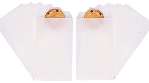 Quotidian Blanc Plat Petit Papier Kraft Sulfurisé Sachets Enveloppes 2 3/4 x 4 1/2 (7 x 11,5cm) Paquet de 100 - Petits Gadgets Friandises Bonbons Confettis de Mariage