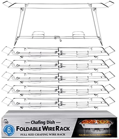 Foldable Chafing Wire Rack Buffet Stand - 6 Pack Full Size Racks For Dish Serving Trays Food Warmer catering supplies for Parties, Occasions, or Events