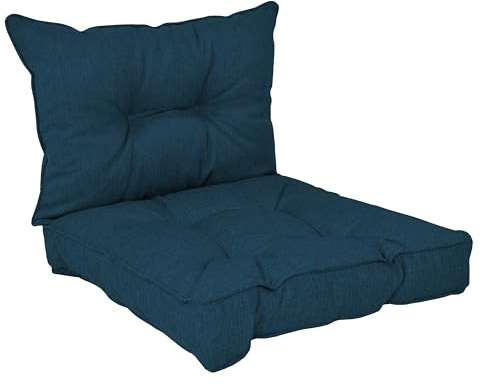 POKAR Loungekissen Stuhlkissen für Stuhl Rattanmöbel Gartenmöbel Kissen, 2er Set (1x Sitzkissen 40x40x10 cm + 1x Rückenlehne 50x40x10 cm), Dunkelgrün