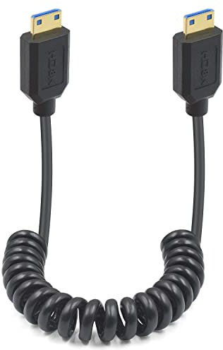 Duttek Mini Hdmi 2.1 Coiled Cable 1.2m, extrêmement fin HDMI mâle vers mâle HDMI 2.1, prend en charge 8K@60Hz, 4K@120Hz, for graphics card camera, tablette.