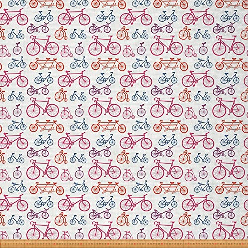 Abstrakter Fahrradstoff Meterware Aquarell Fahrräder Muster Stil Polsterstoff für Stühle und Heimwerkerprojekte Klassischer mehrfarbiger dekorativer wasserdichter Stoff 92x150cm