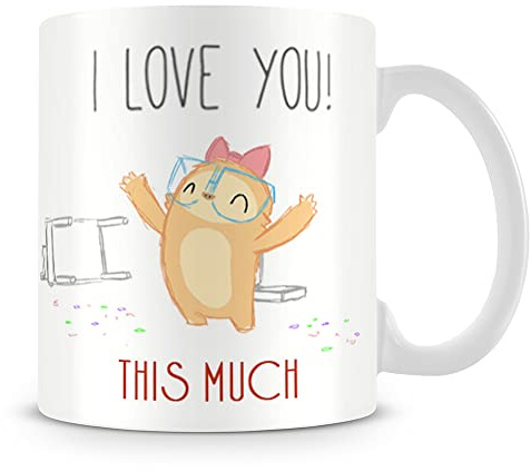 Valentine's Day Mug I Love You This Much, Life Partner Gifts, Mug for Couple Coffe,Tea Mug Unique 11oz White Ceramic Mug.
