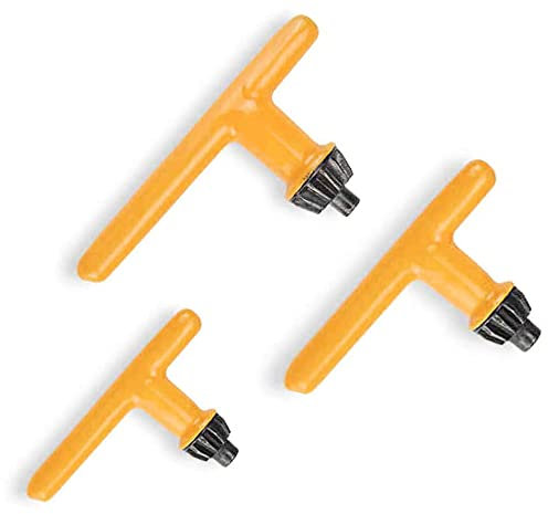 Gasea 3Pcs Drill Chuck Key, Universal T-Handle Wrench Chuck Key Set, 6mm/10mm 13mm 16mm Replacement Keys for Electric Drill, Drill Press & Hammer Drills