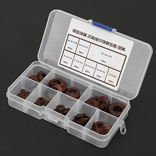 Set di Rondelle a Disco Belleville,Guarnizione a disco con molla di compressione - Kit di molle a disco per carichi pesanti 8 tipi per macchinari di precisione, valvole e