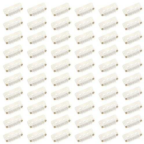 Heveer Haarverlängerung Clips Perückenclips U Form Haar Extensions Klips Zubehör für Feste Perücken Frauen Männer 60 Stück Grauweiß 3,2 cm x 1,6 cm