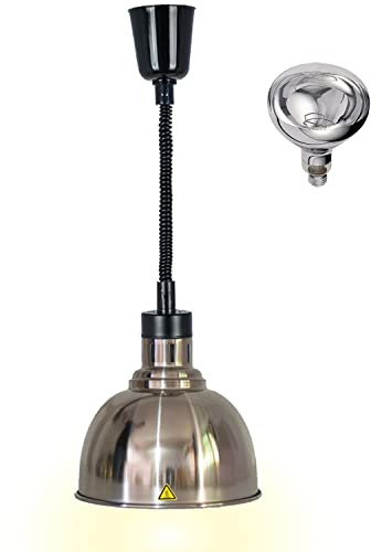 Lebensmittel Wärmelampe, Kommerzielle Speisenwärmer Lampe, 250W Wärmelampe für Speisen, Buffet Heizlampe Einziehbares Hängende für Buffets und Küche Esszimmer(A-25cm, 1 Stück)