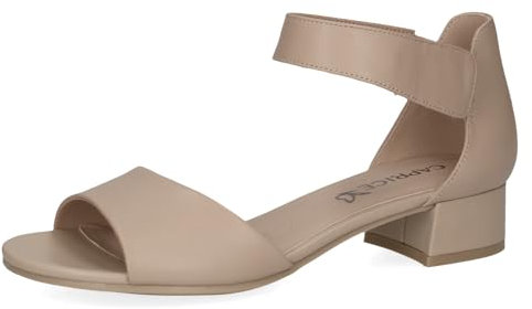 CAPRICE Damen Sandalen mit Absatz aus Leder mit Riemchen, Beige (Beige Nappa), 40 EU