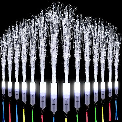 LED Leuchtwedel Set,24 Stück Hochzeit Leuchtwedel,Glasfaser Leuchtstab,LED Leuchtstäbe,Leuchtstab Kinder,Hochzeit Glasfaserlampe,Leuchtstab Leuchten im Dunkeln,Leuchtstäbe für Hochzeit Partys Konzert