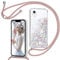 TUUTPU Handyband für iPhone XR Hülle mit Band, Glitzer Treibsand Handyhülle mit Kordel zum Umhängen Transparent Stoßfest Schutzhülle mit Kette Schnur, Quicksand Necklace Case in Roségold