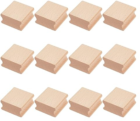 OLYCRAFT 12 Stück Blanko-Hartholz-Stempel Unlackierter Holz-Rohling-Stempel Buchen Hartholz Gummistempel Leeres Holz Gerillter Würfelblock Unlackierte Holzblöcke Für DIY-Schnitzbedarf - 4x4x2cm