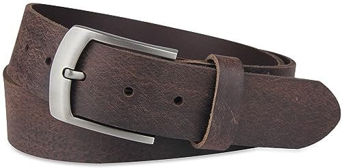Frentree Ledergürtel aus echtem Büffelleder, MADE IN GERMANY, Gürtel für Damen und Herren, 3,8 cm breit, Dunkelbraun