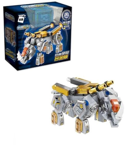 QMAN 41219 - Würfelbaustein-Set Mega Nashorn - Kreatives Bauset für Kinder ab 6 Jahren, Tragbares Design, Kompatibel mit Anderen Marken