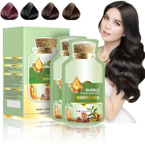 Natürliches Pflanzenhaarfärbemittel, Blasenhaarfärbemittel, Pflanzenfrucht-Haarfärbecreme, reiner Pflanzenextrakt für graue Haare, Blasenhaarfärbemittel (Dunkelbraun)