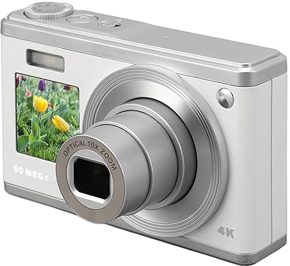 Fotocamera Digitale da 50 MP, Fotocamera per Vlogging Sensibile Alla Luce Automatica a Doppio Schermo 4K Ultra HD, Messa a Fuoco Automatica, Zoom Ottico 10x, Fotocamera Compatta