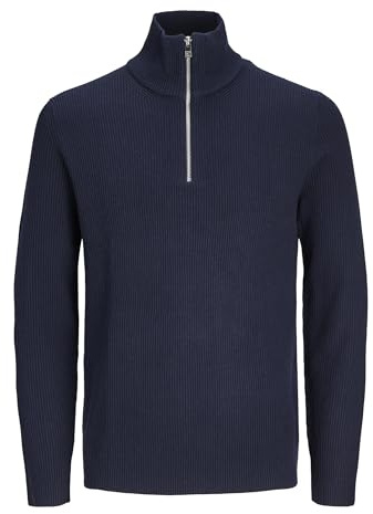 JACK & JONES Male Strickjacke mit Viertelreißverschluss Einfarbig Strickjacke mit Viertelreißverschluss