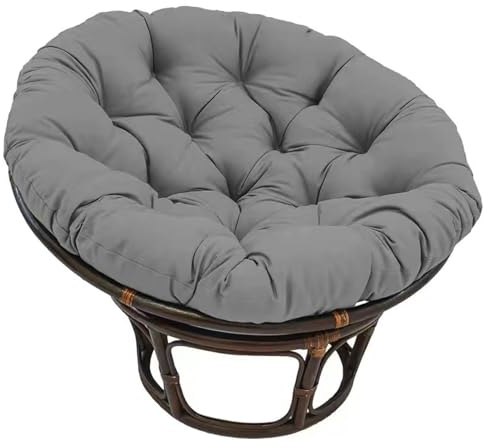 Papasan Überfülltes Stuhlkissen, überfülltes rundes gepolstertes Sitzkissen, Eiernest-Stuhlpolster mit Positionierungsgurten für drinnen und draußen, rutschfester, gepolsterter Sitz, waschbar(Size:50x