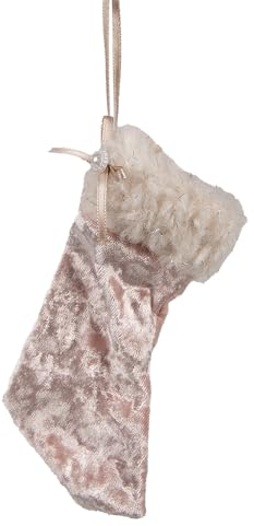 Clayre & Eef Weihnachtsanhänger Weihnachtsstrumpf 14 cm Rosa Synthetisch
