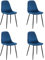Hooma Skandinavische Stühle für Küche, Esszimmer, Wohnzimmer, Schlafzimmer, Büro, aus Samt und Metall, Blau, 4 Stück