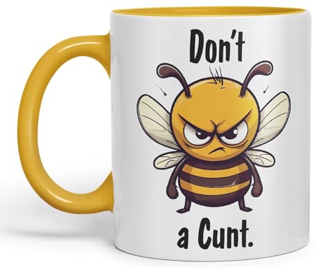 Vixar Don't be a Cun't Joke Sarcastic bee Ceramic Coloured Mug Cup for Tea Coffee Hot Brew 330ml 11Oz (G Yellow)