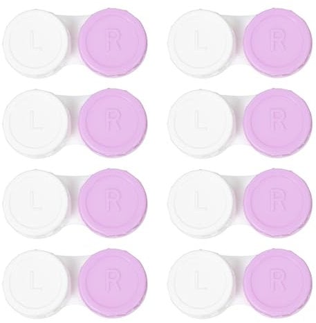 Dhoptical 8 Pack Purple Contact Lens Cases,Outdoor Portable Mini Contact Lens Kit,Perfect for Travel & Everyday Use