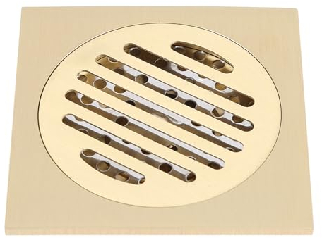 Scarico a Pavimento Quadrato in Ottone Antico, Scarico per Doccia Quadrato Scarico a Pavimento per Doccia in Ottone con Griglia di Copertura Rimovibile, Griglia di Scarico per