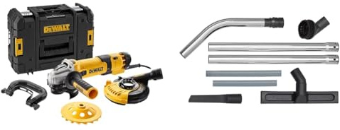 DEWALT Meuleuse d'angle électronique Le Béton 125 mm – 1500 W - 240 V - DWE4257KT-QS & Kit de Nettoyage Spécial Sol pour Aspirateurs DEWALT - - Avec 2 Tuyaux d'Aspiration, 1 Buse