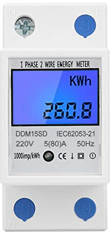 Einphasen-Energiezähler, 5–80 A, DDM15SD, LCD-Hintergrundbeleuchtung, Digitalanzeige, Stromzähler-Lesegerät, Elektronischer KWh-Zähler