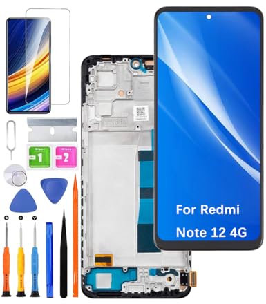 HLYGZX Pantalla de repuesto para Xiaomi Redmi Note 12 4G LCD TFT, 23021RAAEG 23021RAA2Y pantalla táctil digitalizador kit de piezas de reparación (negro con marco)