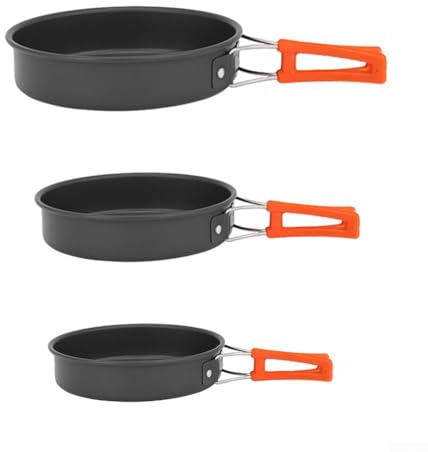 Lightweight Camping Frying Pan Non-Stick Camping Cooking Pot with Foldable Handle Cookware Set for Outdoor Camping Picnic Hiking(Large)