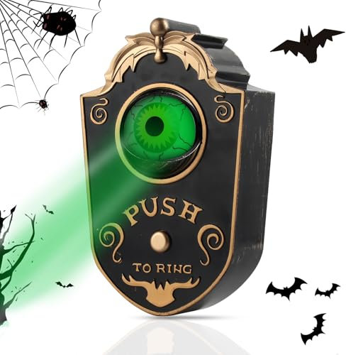 Szhhrxi Halloween Decorazioni, Campanello di Halloween con Suoni Spaventosi, Campanello Halloween Occhio, Decorazioni Halloween Porta per Casa Stregata Decorazione per Feste di Halloween (Nero)