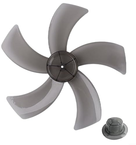 EXTRWORY 12 Inch Household Plastic Fan Wings Five Blades with Nut Cover for Base, Noise Reducing Design, Replacement Part for 12 Inch/280 mm Stand Fan or Desk Fan (Black)