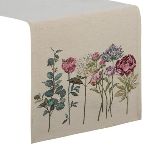 Eurofirany 1242/NAT Tischläufer Tischdecke Tischtuch rechteckig 40x100 cm Rustikal Blumen Läufer Landhaus Retro Deko Dekoration Tischwäsche Tafeldecke