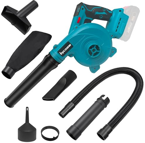 bycpower Akku Laubbläser für Makita 18V, Elektrischer Hand-Laubbläser Gebläse, 2-in-1 Elektrischer Laubbläser und Staubsauger Geeignet für Räumen von Einfahrten, Terrassen und Schneeräumung(Ohne Akku)