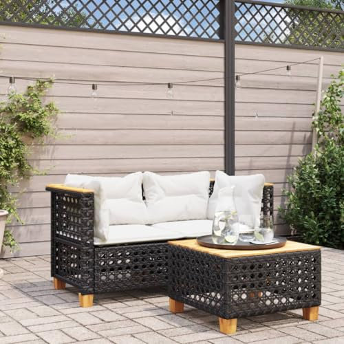 Tidyard Garten-Ecksofas mit Kissen 2 STK.Gartensofa Gartenmöbel Outdoor-Möbel-Sofa Palettenmöbel Lounge Sofa Garten-Paletten-Ecksofa PalettensofaSchwarz Poly Rattan