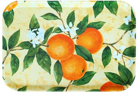 Lashuma Serviertablett Tablett modern, Deko Tablett mit Orangen 38x26 cm
