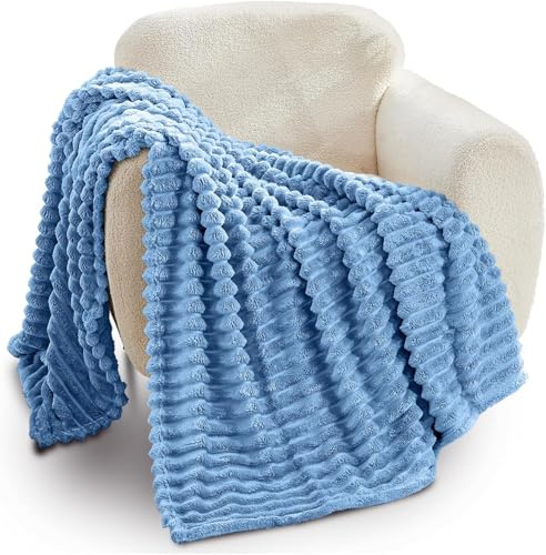 GC GAVENO CAVAILIA Fleece Throw Blanket | Soft Fluffy Throws For Sofas, Bed, Settee, Couch | Extra Warm Large Blanket Throw | Easycare, Anti Allergic | Double 150x200 Cm | Denim Blue