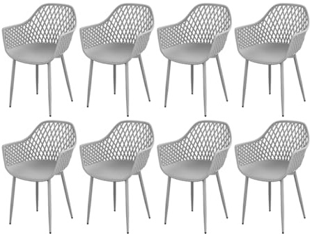 buybyroom Stühle Esszimmer 8er Set, Stuhl mit Armlehne mit Metallbeinen Verstellbares Fußpedal, 88x57x85cm, Grau