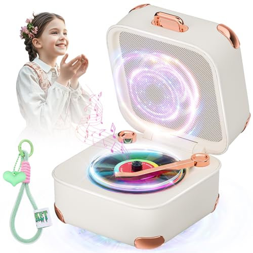 Retro Bluetooth Speaker with Lights【2025 Brit Design Award – A Vintage Aesthetic Art Piece】【52mm Titanium Diaphragm for Hi-Fi Audio】Vintage Suitcase Design with Manual Knob Controls&Lighting Effects