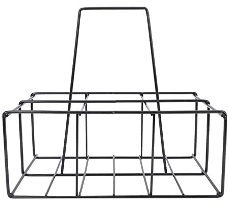 Alipis Multi-Slot Eisen Flaschenhalter Mit Tragegriff Tragekorb Für Milch Bierflaschen Stabiles Aufbewahrungsregal Für Zuhause Und Bar Schwarzer Flaschenorganizer Praktisches Küchenzubehö