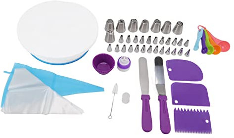 Yomiyuyr Kit di Forniture per Decorazione Torte, Set di Piatti Girevoli per Torte, Kit di Decorazione Girevole con ugelli per tubazioni, Sacchetti in Silicone e Strumenti