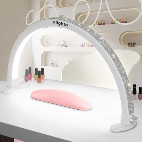 Ylightn Halbmondlicht für Nageltisch, 29 Zoll Halbmond-Nagellampe, Helligkeit einstellen, 2700 K-6000 K, 45 W Strassbogenlicht für Nageltechniker
