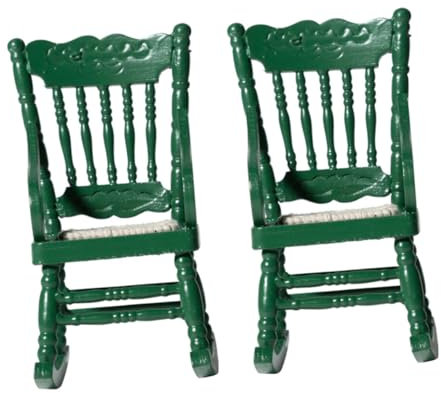 Abaodam 1:12 Scale Miniature Rocking Chairs White Wooden Mini Chairs Perfect for Dollhouse Decor Home Landscaping Diy Projects