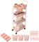 danpinera Carrello stretto con 3 ripiani, carrello da cucina con pareti divisorie e ganci e tazze sospese, carrello fai da te, carrello per cucina, trucco, bagno, ufficio, rosa