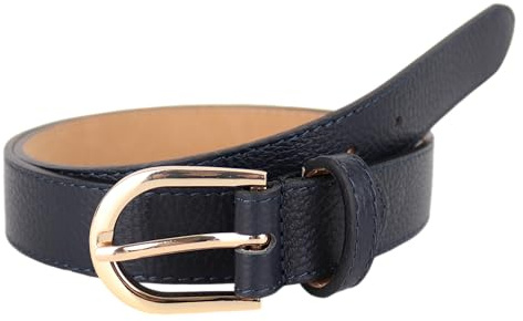 MIRROSI Ledergürtel Damen Herren Gürtel, Made in Italy, 3cm breit (Navy (Goldene Schnalle), 95cm)