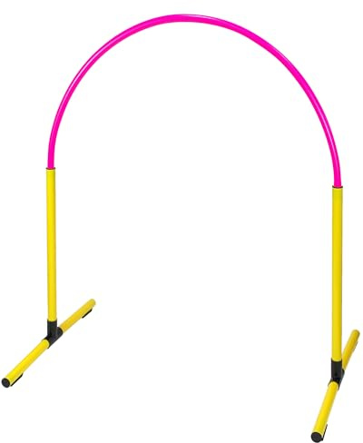 SPORTIKEL24 Hoopers Hoop – wetterfest, VDH-konform & farbig – mit Stecksystem für sicheres Hundetraining – aus robustem Kunststoff – Flexibler Hundesport-Reifen mit Stecksystem – Gelb/Pink